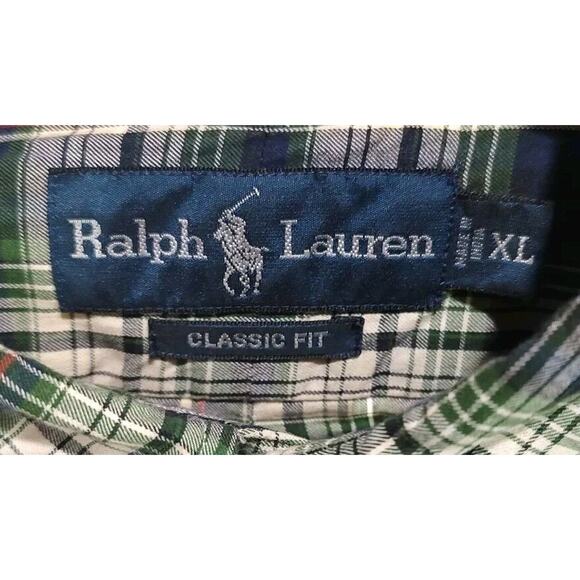 Men's Ralph Lauren Classic Fit Long Sleeve Button Up Plaid Shirt Blue/Green - XL - Picture 7 of 7